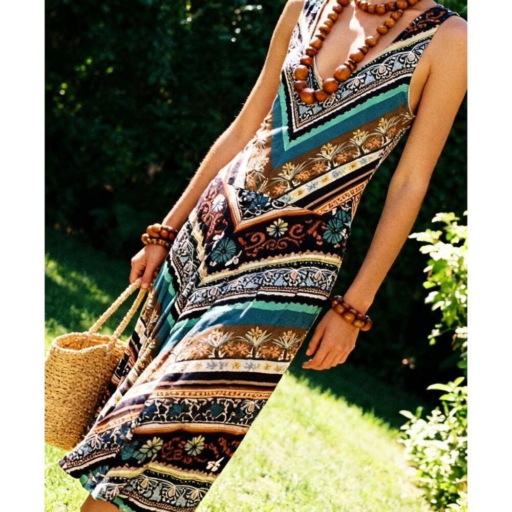 Boho Coastal Capri Breeze Floral Midi Dress Size‎ XS NWT MSRP $45 | American Rag